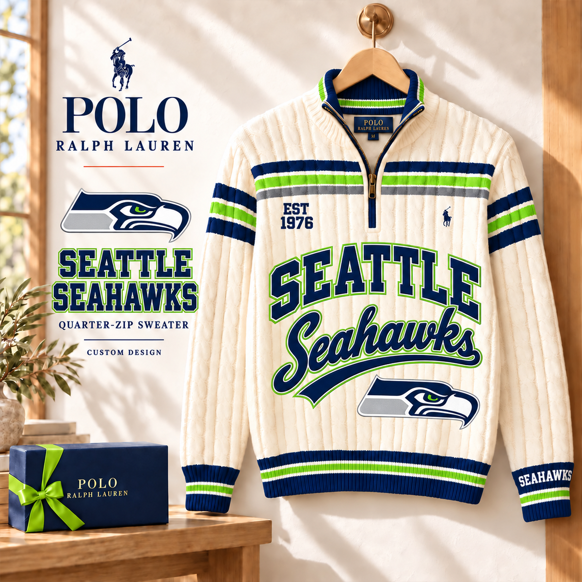 Premium NFL SS Long Zip Polo Shirt