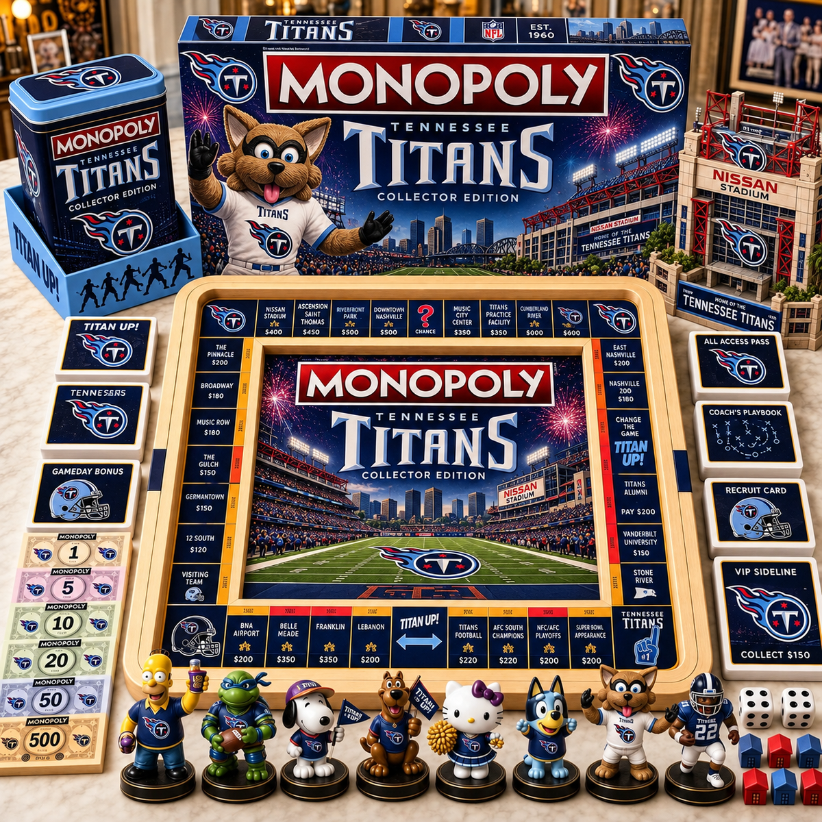 Premium NFL TT Monopoly Collector’s Edition Board Game Set with Mini Figures & Accessories
