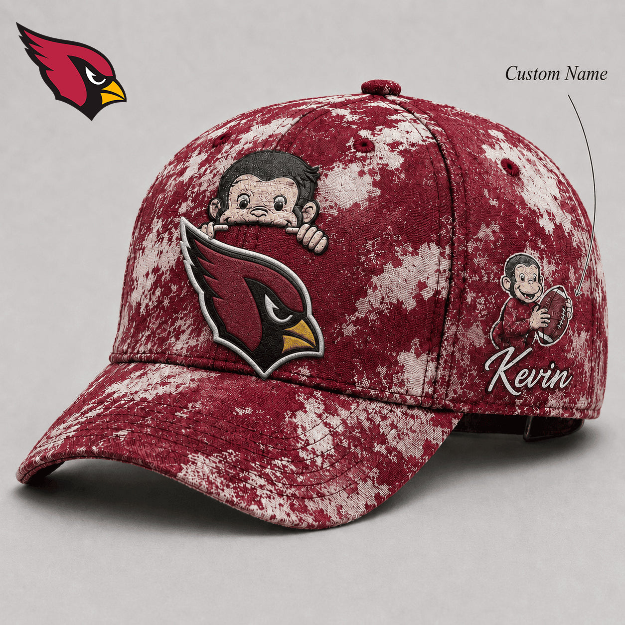 Premium NFL x ARI Curious George Custom Name Classic Cap For Passionate Game Day