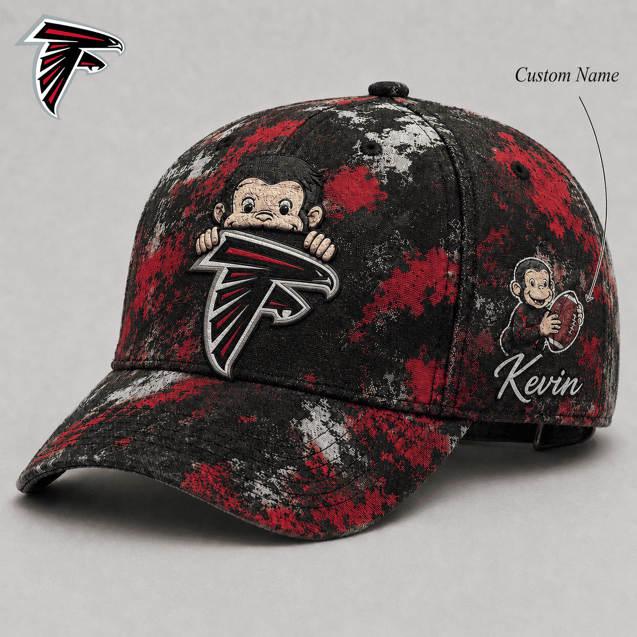 Premium NFL x ATL Curious George Custom Name Classic Cap For Passionate Game Day