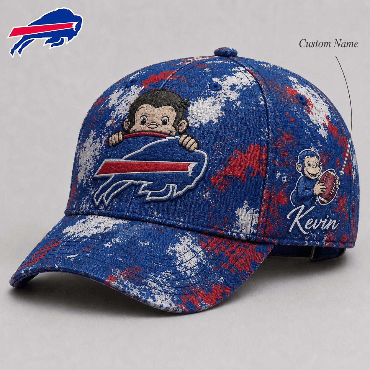 Premium NFL x BUF Curious George Custom Name Classic Cap For Passionate Game Day