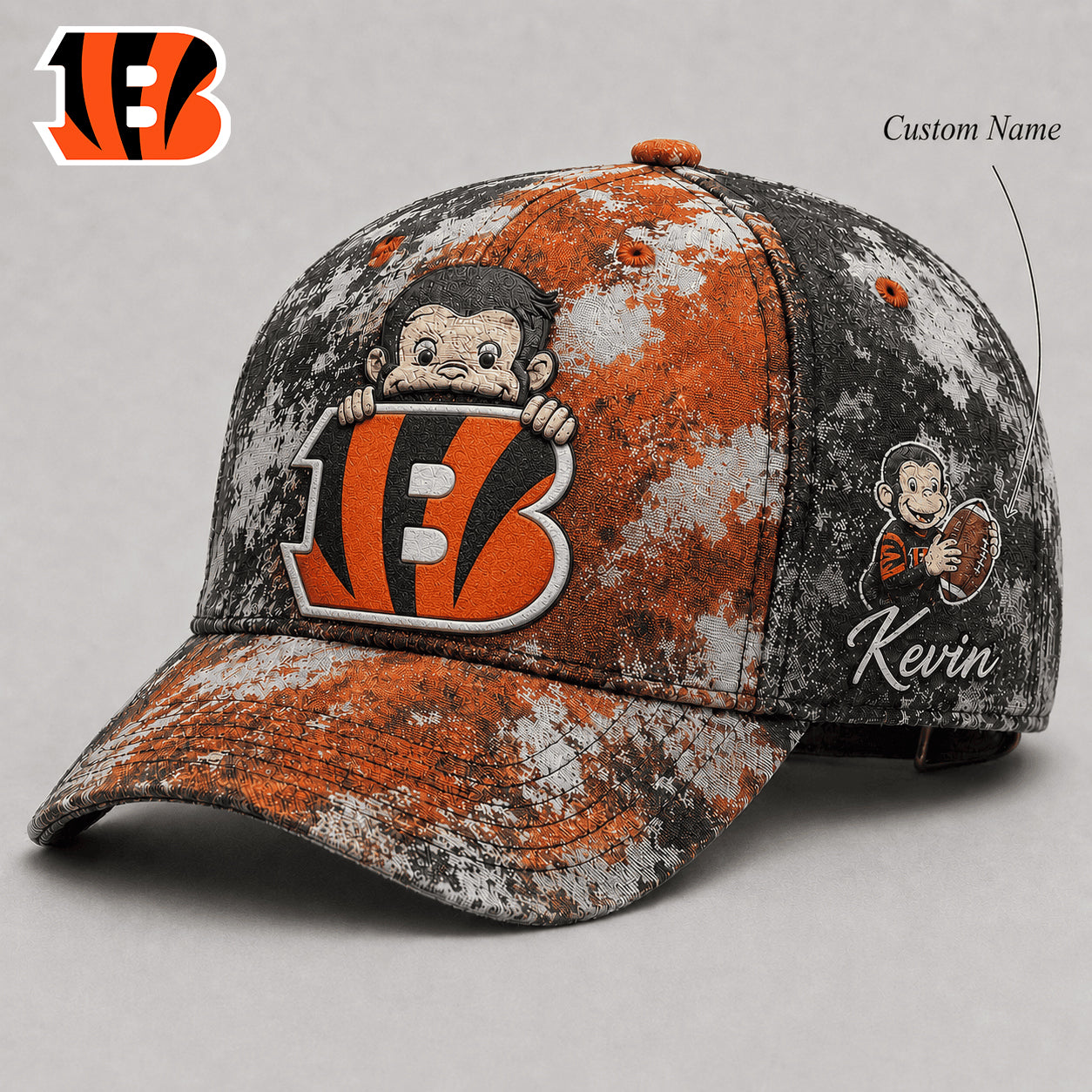 Premium NFL x CIN Curious George Custom Name Classic Cap For Passionate Game Day