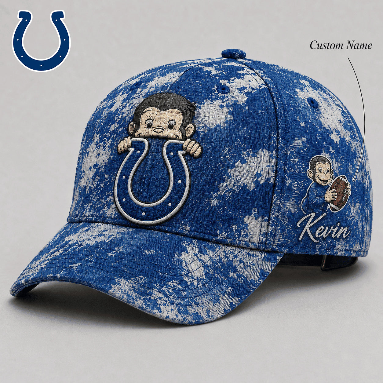 Premium NFL x IND Curious George Custom Name Classic Cap For Passionate Game Day