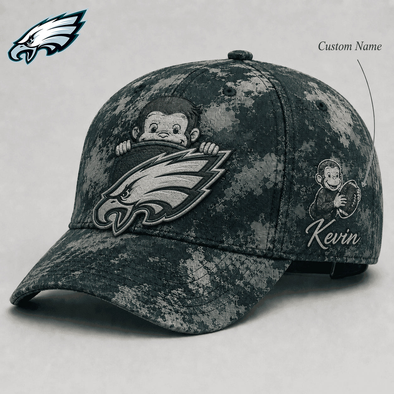 Premium NFL x PHI Curious George Custom Name Classic Cap For Passionate Game Day
