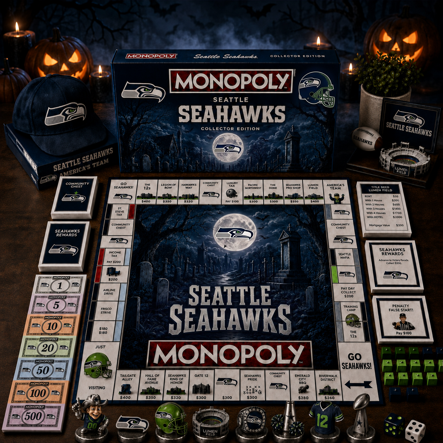 Premium NFL x SEA Halloween Theme Monopoly Collector Edition Board Game