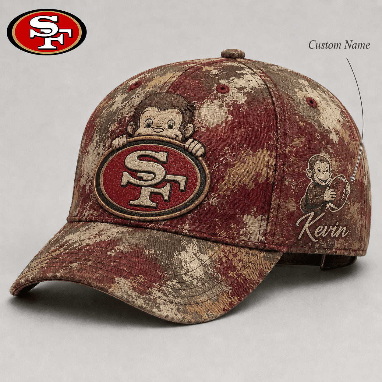 Premium NFL x SF Curious George Custom Name Classic Cap For Passionate Game Day