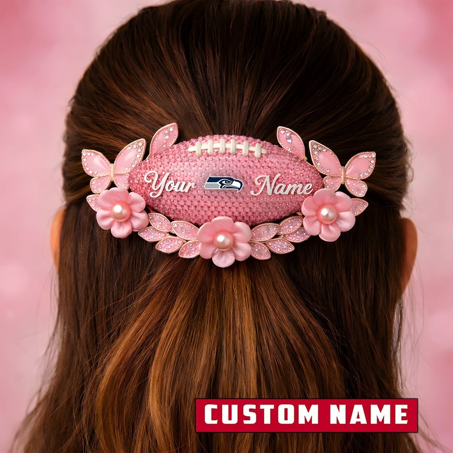 Premium NFL x Seattle Seahawks Personalized Women's Hair Pin - Valentine Edition NDT LVH