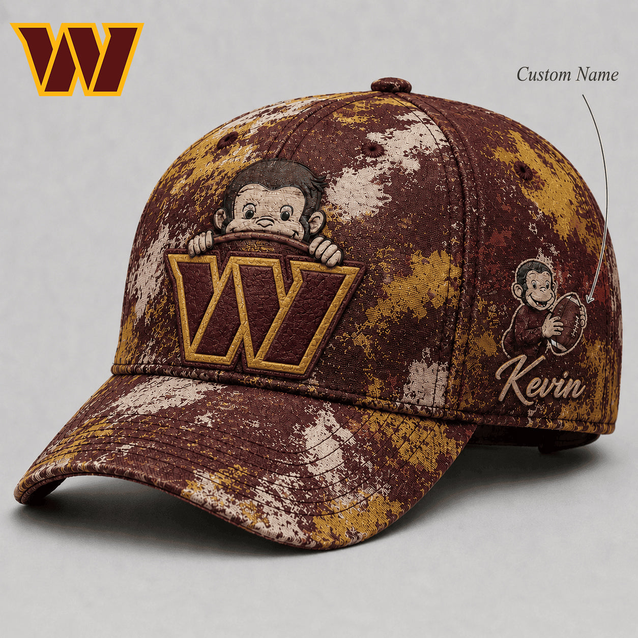 Premium NFL x WAS Curious George Custom Name Classic Cap For Passionate Game Day