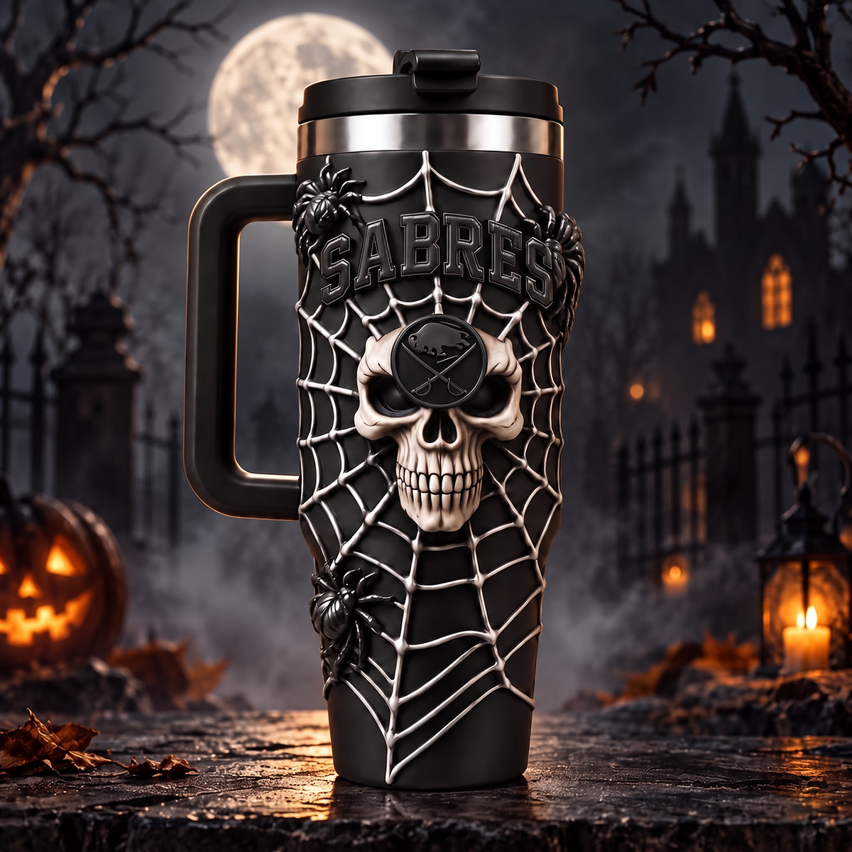 Premium NHL x BUF Skull 40oz Tumbler With Straw