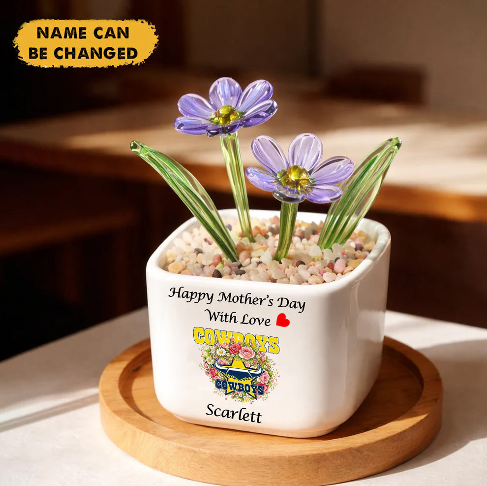 Premium NRL X NQC Birth Flowers Of April Glass Pot For Mother NDT NTN
