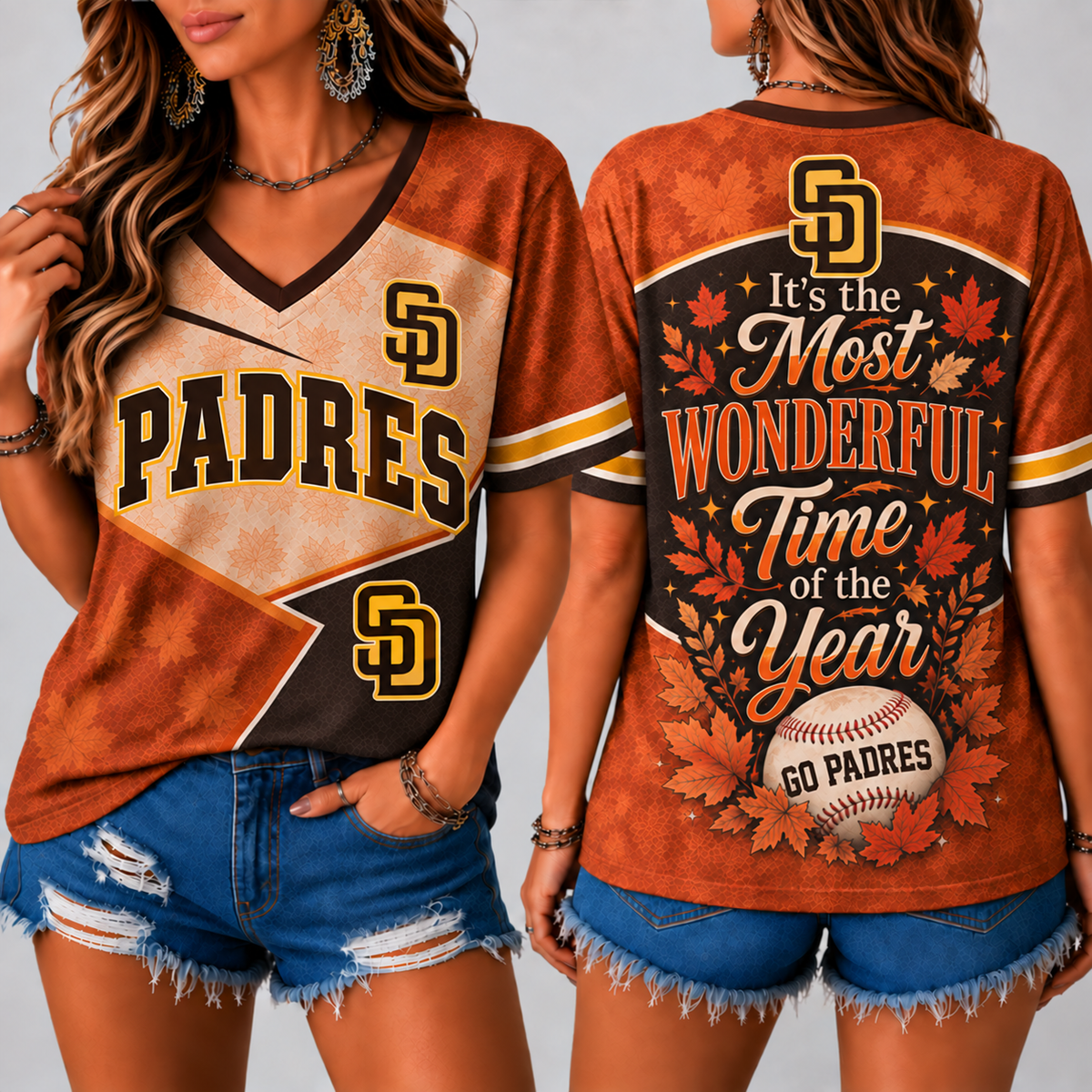SDP Premium MLB Fall Game Day V-Neck Shirt