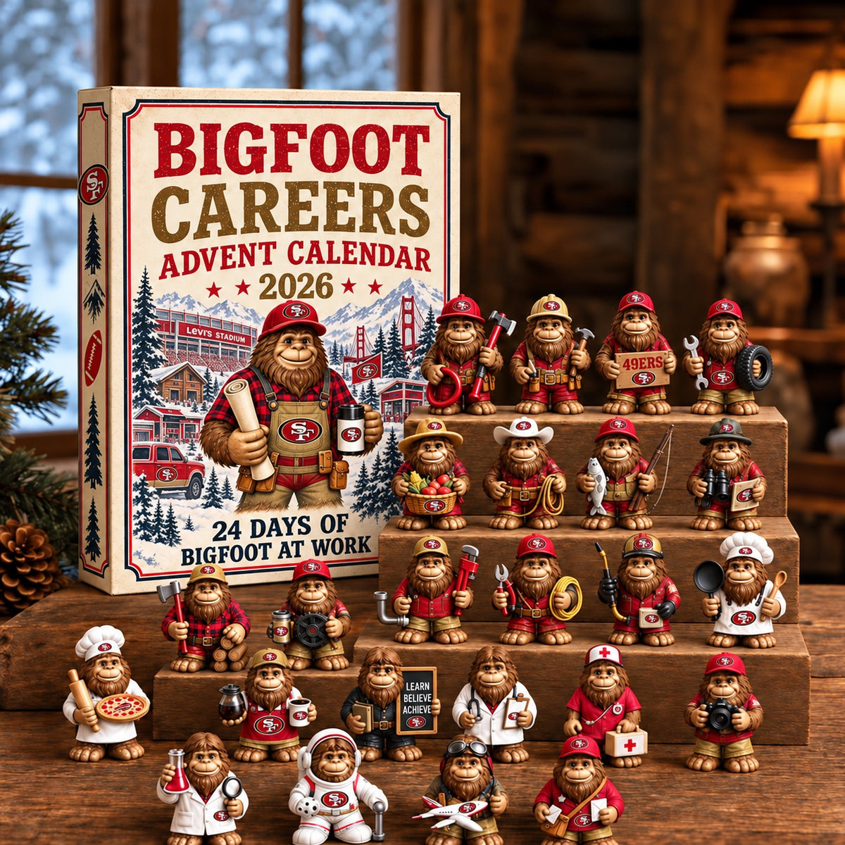 SF49 x NFL Personalized 24 Days Of Bigfoot Advent Calendar Blink Box