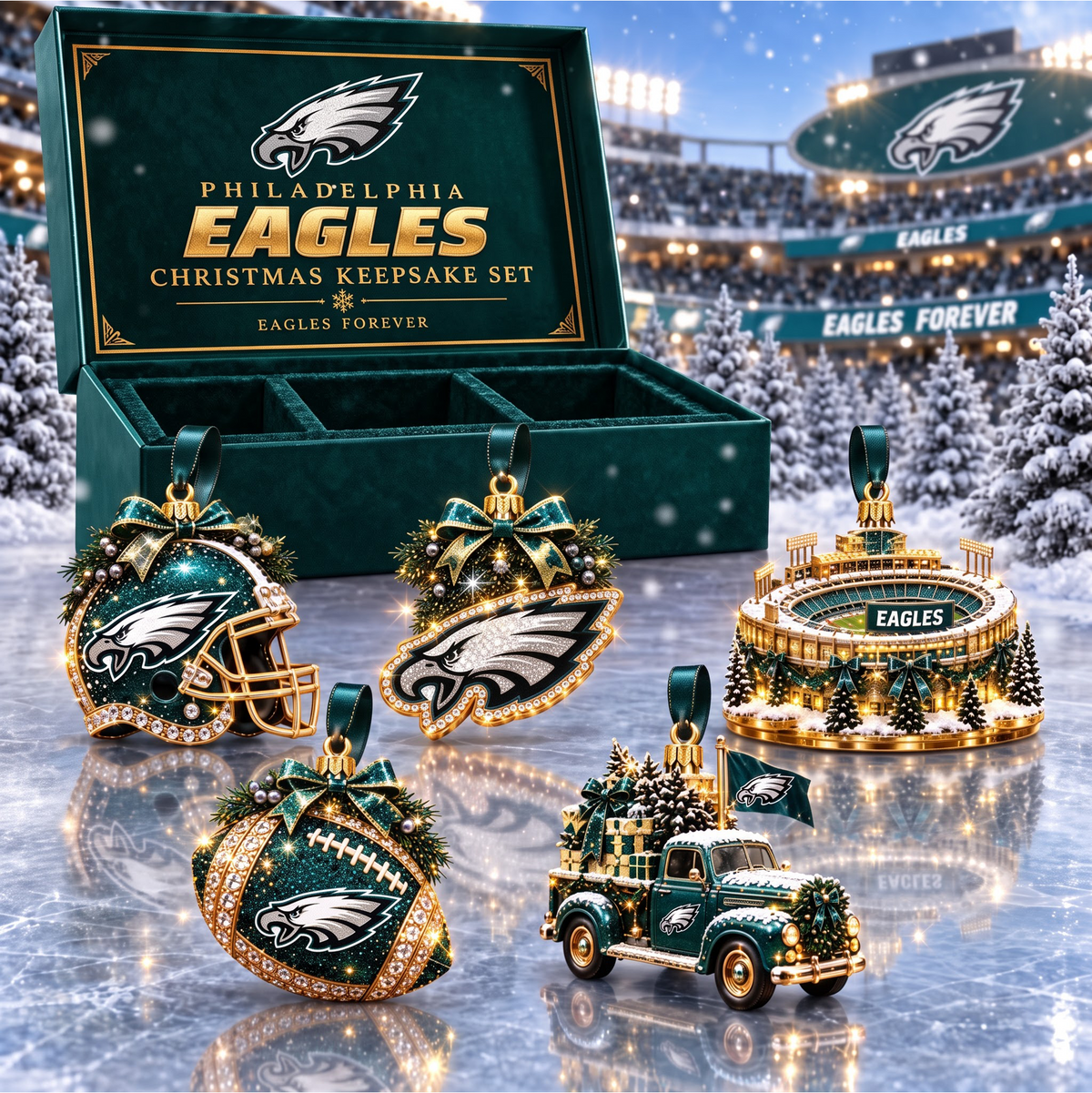 SIGNATURE NFL X PE DELUXE Christmas KICKOFF Personalized Set Acrylic Ornament GIFT FOR FAN LIMITED EDITION