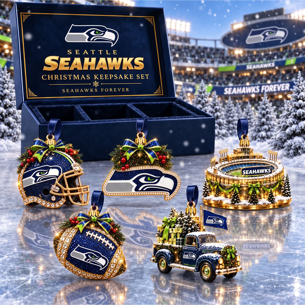SIGNATURE NFL X SS DELUXE Christmas KICKOFF Personalized Set Acrylic Ornament GIFT FOR FAN LIMITED EDITION