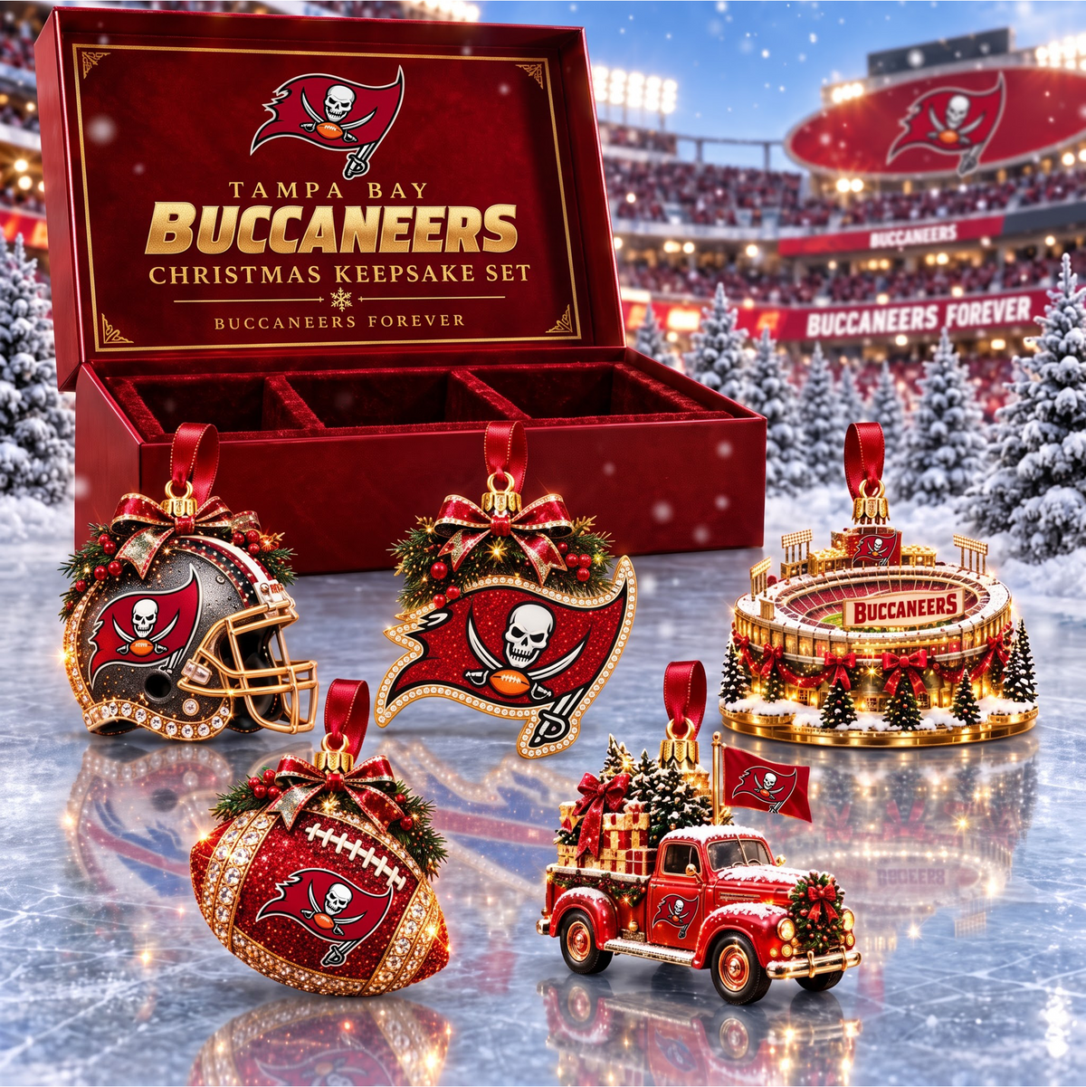 SIGNATURE NFL X TBB DELUXE Christmas KICKOFF Personalized Set Acrylic Ornament GIFT FOR FAN LIMITED EDITION