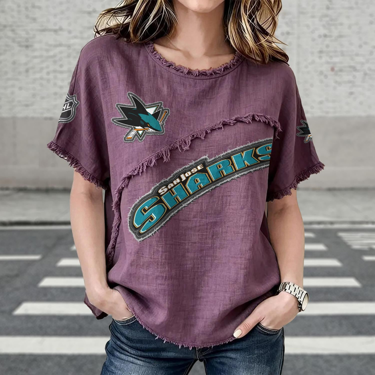 SJS x NHL Women’???s Vintage O-Neck 2905 DatND DVT