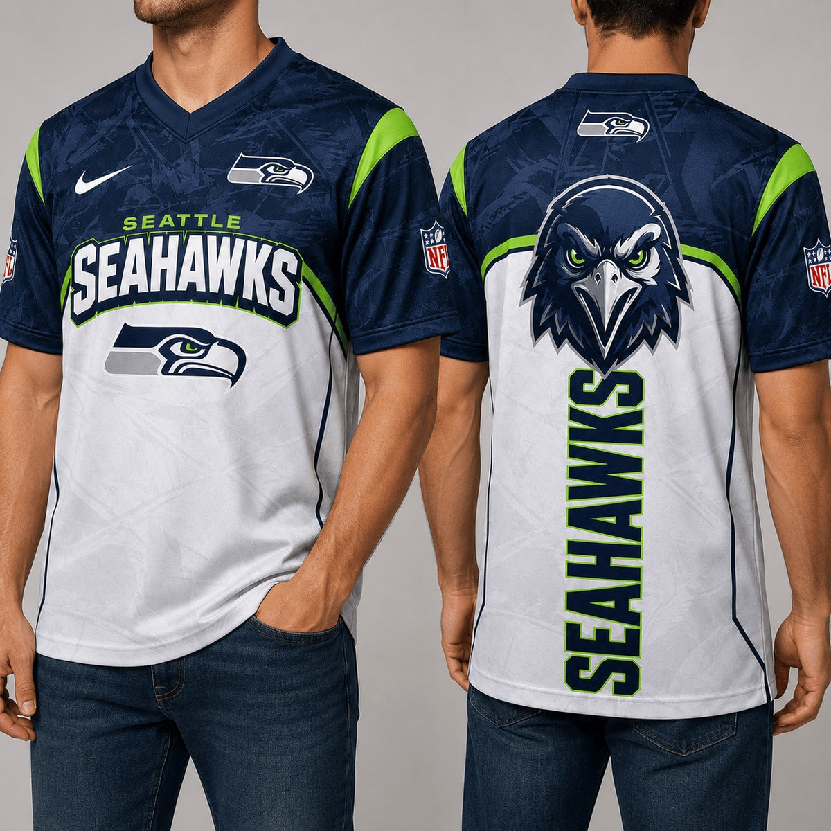 SS Premium NFL Power Graphic 3D V-neck Shirt