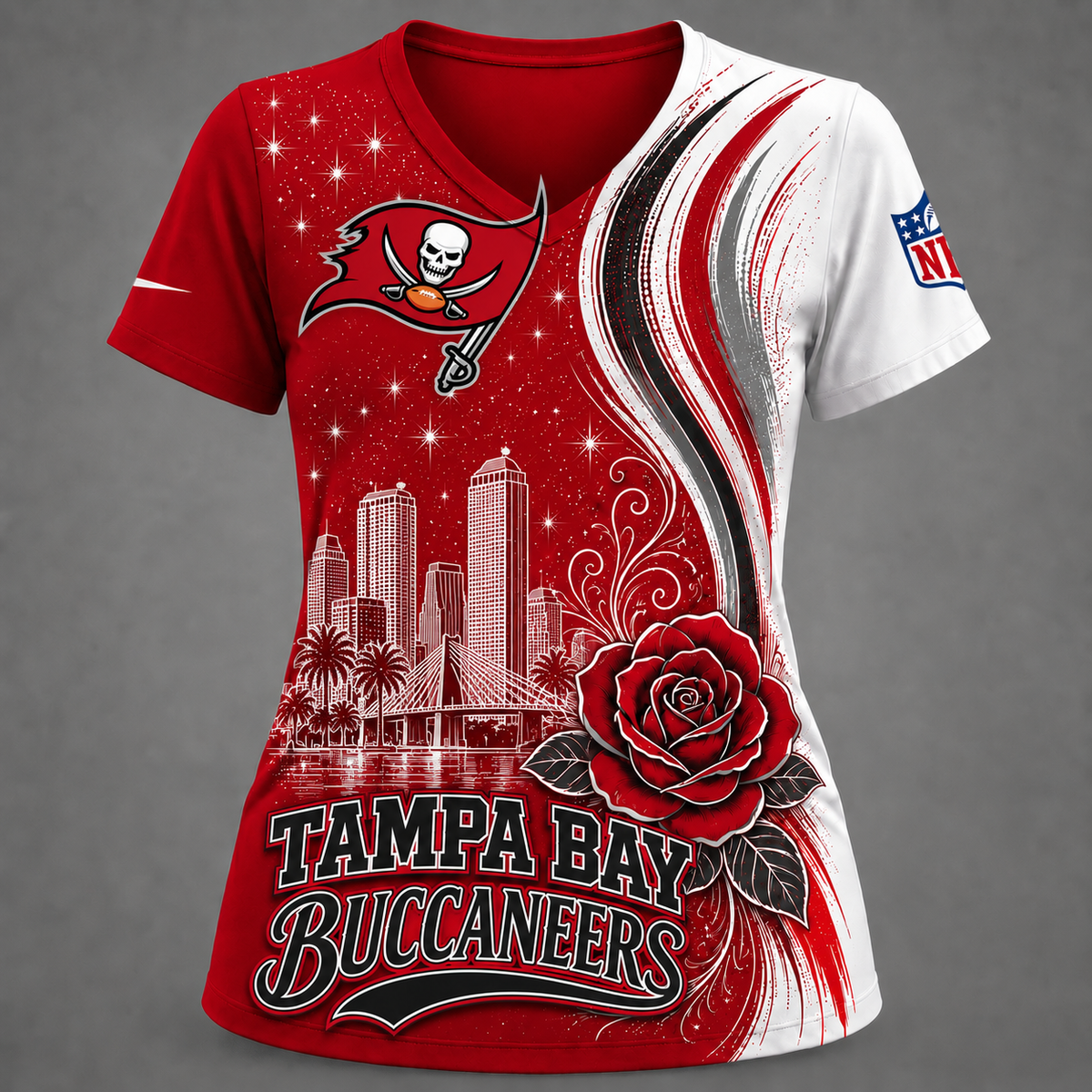 TBB Premium NFL Floral Skyline V-neck