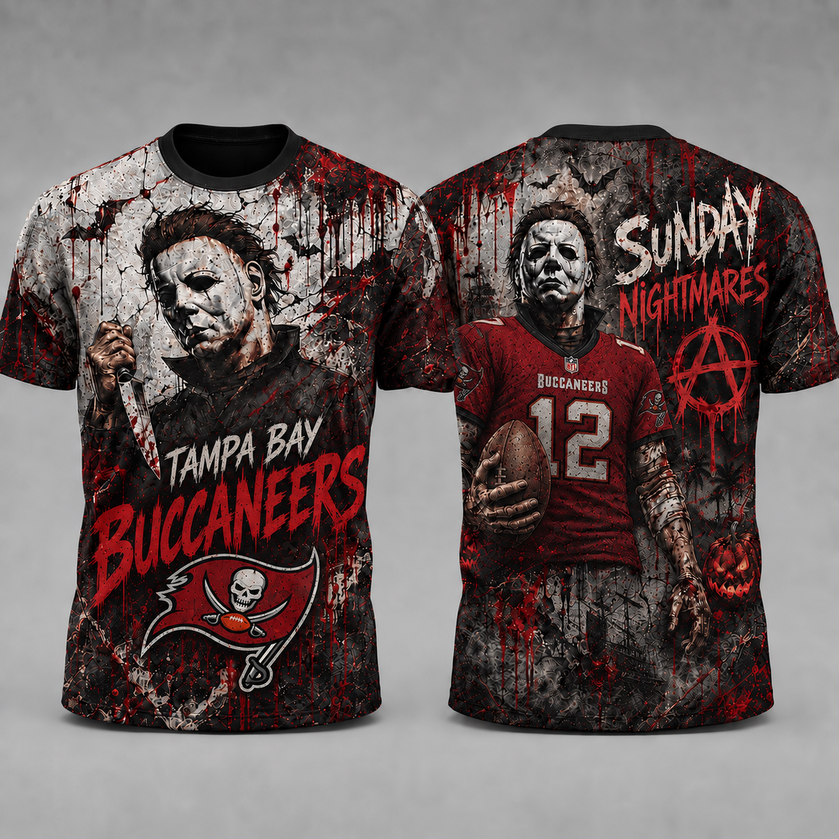 TBB Premium NFL Michael Myers Sunday Nightmares 3D T-Shirt For Horror Football Fans