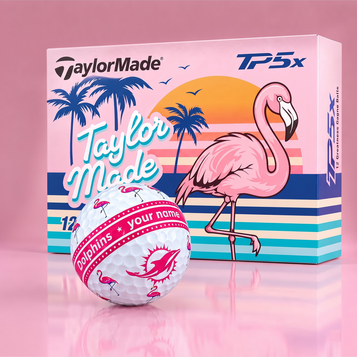 TP5X TAYLOR X PREMIUM NFL MD DELUXE FLAMINGO PERSONALIZED GOLF BALL FOR WOMEN TOURNAMENT LIMITED EDITION