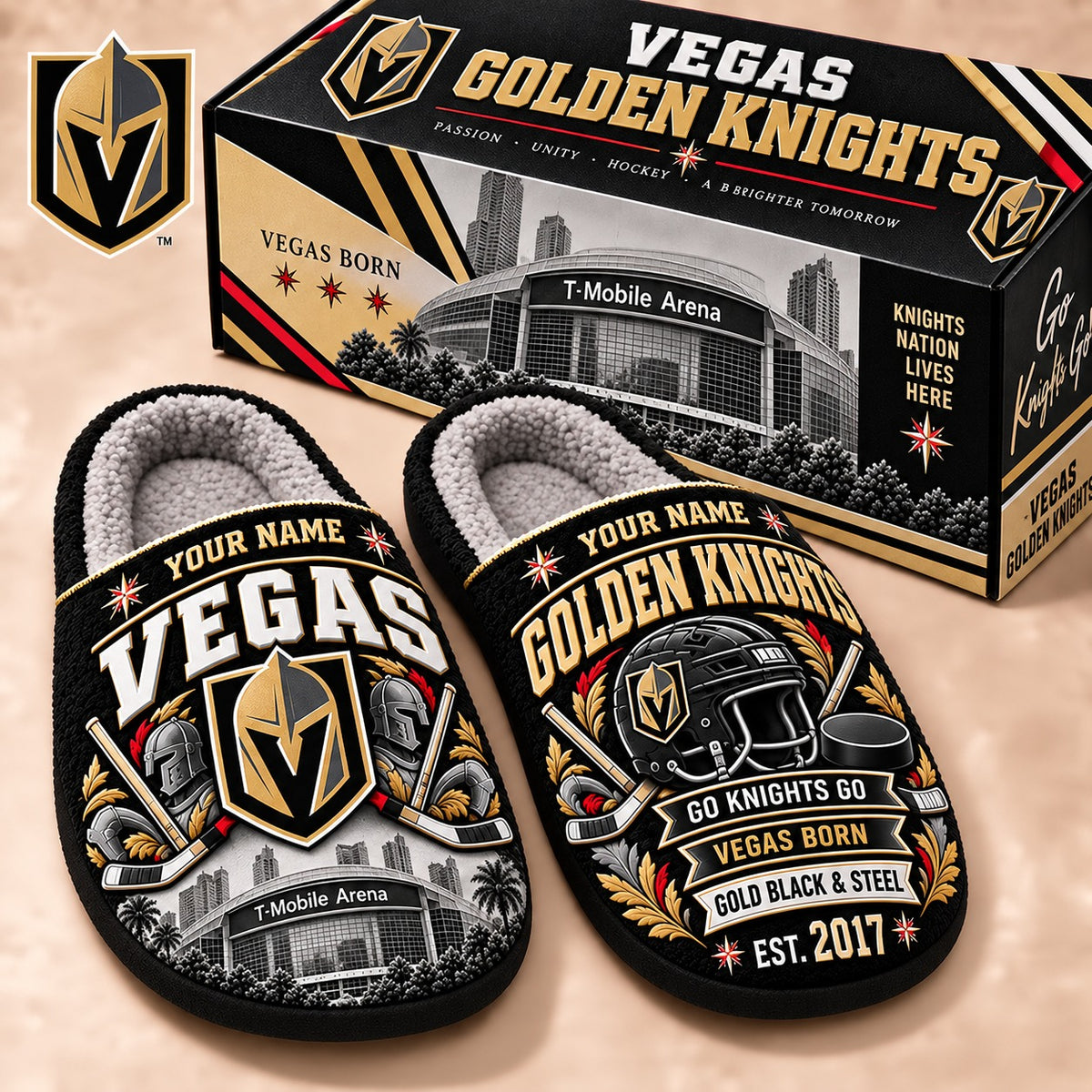 VGK x NHL Premium Personalized Slippers Gift For Fan Hockey Men Women