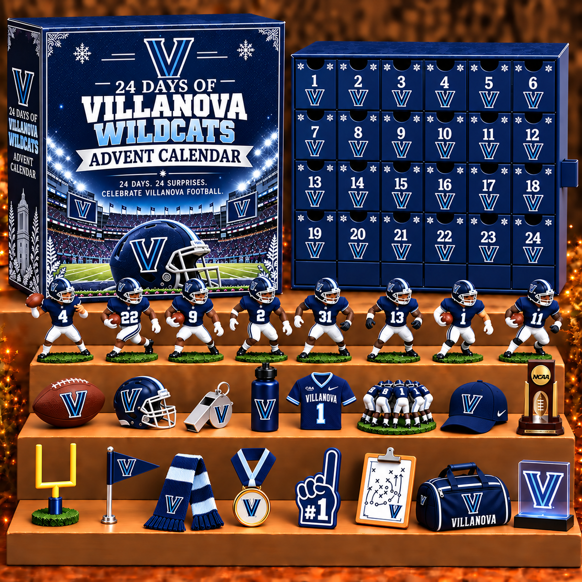 VW x NCAA Personalized 24 Days Of American Football Advent Calendar Blink Box