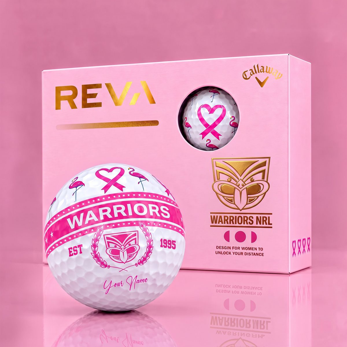 CALLAWAY REVA X PREMIUM NRL WAR DELUXE PERSONALIZED GOLF BALL FOR WOMEN TOURNAMENT LIMITED EDITION V2