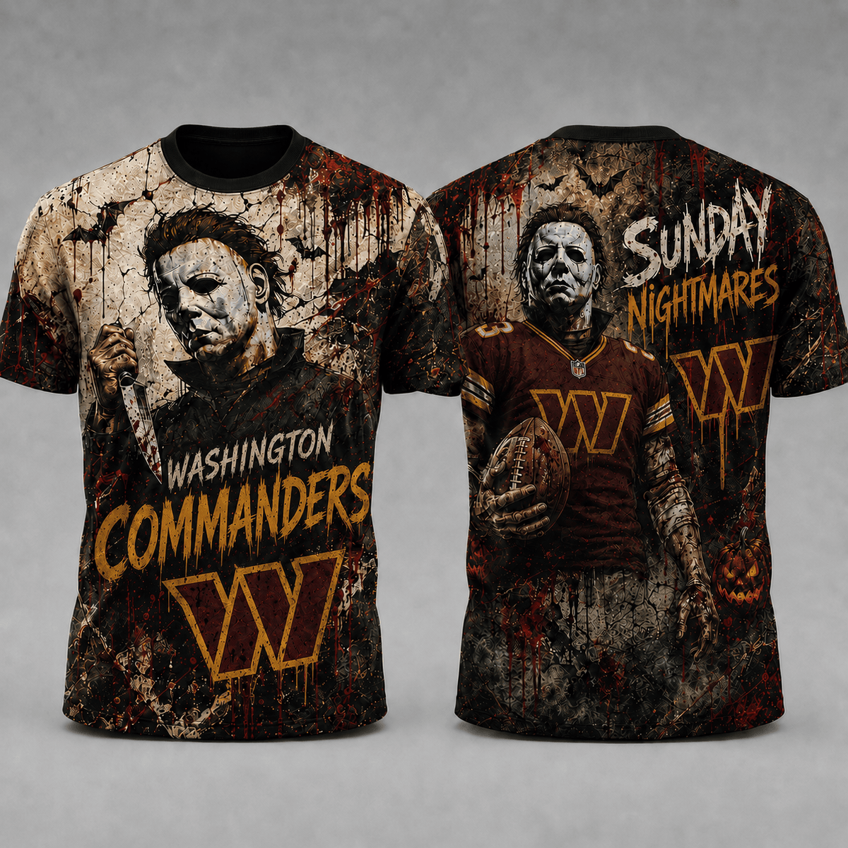 WC Premium NFL Michael Myers Sunday Nightmares 3D T-Shirt For Horror Football Fans