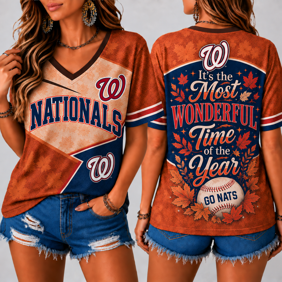 WN Premium MLB Fall Game Day V-Neck Shirt