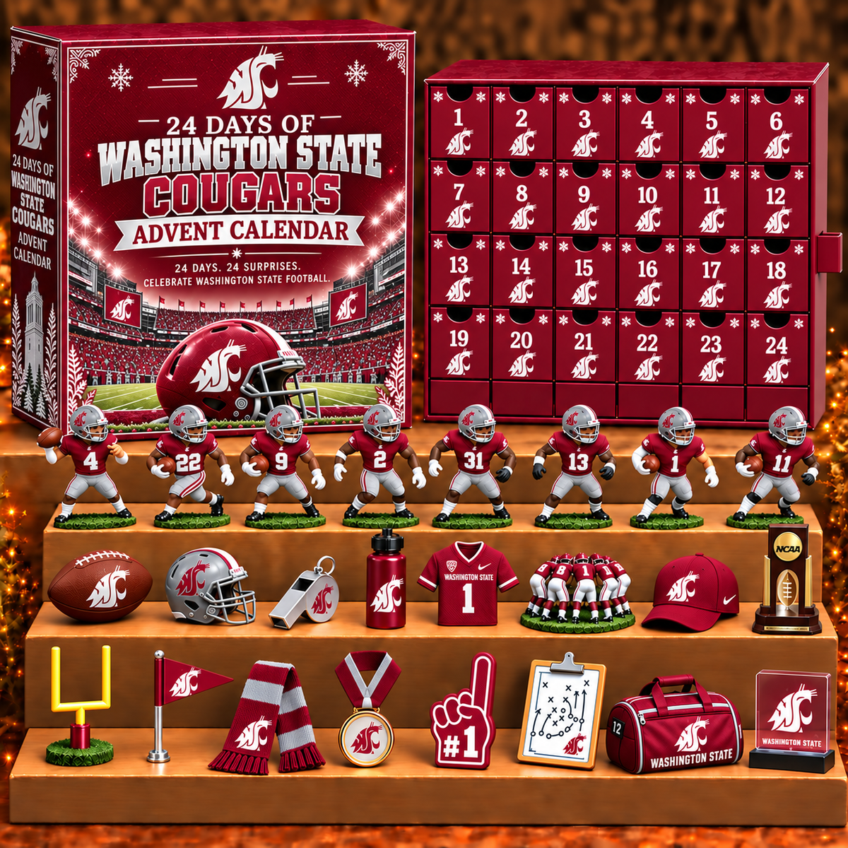 WSC x NCAA Personalized 24 Days Of American Football Advent Calendar Blink Box