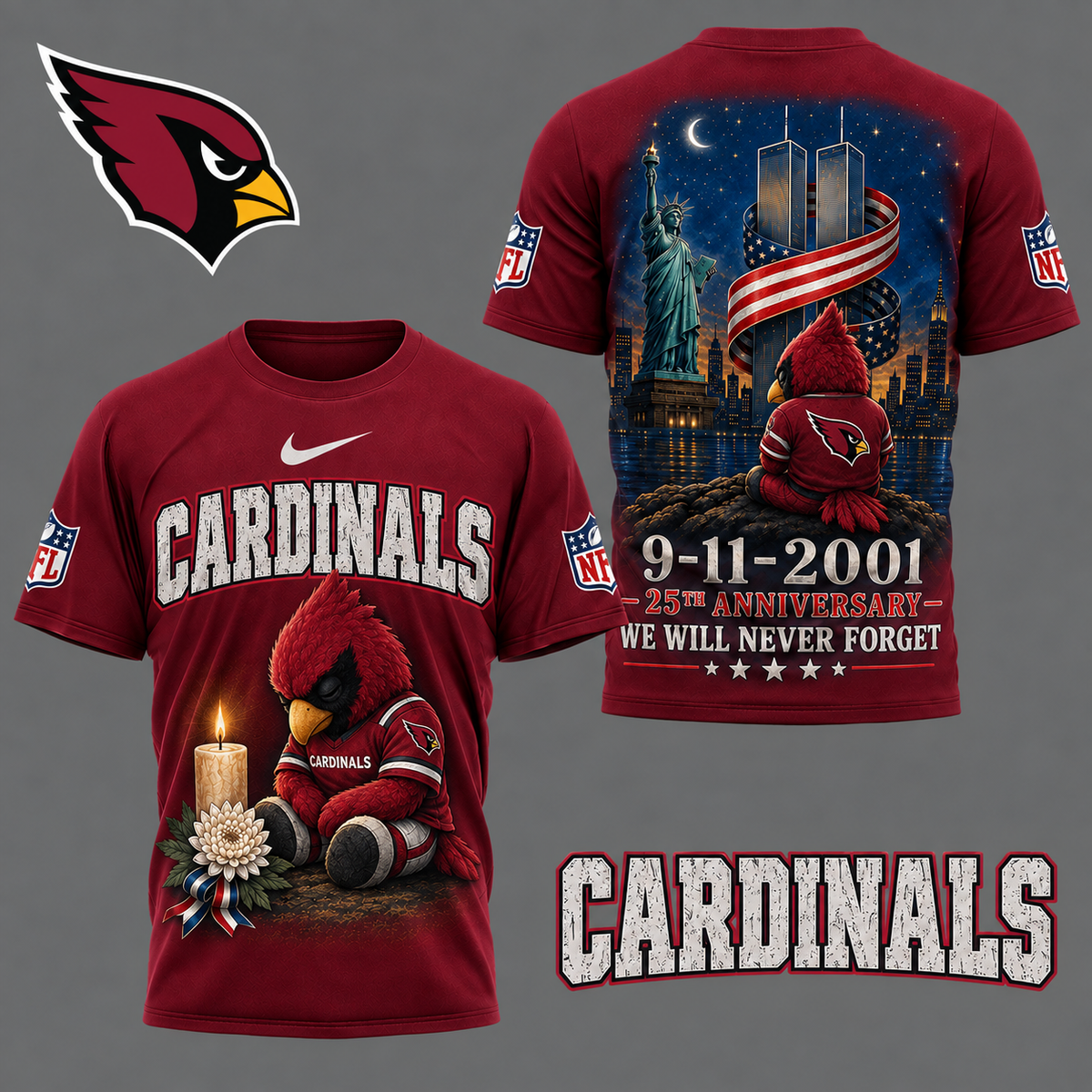 AC Premium NFL 9-11 25th Anniversary Never Forget Memorial 3D Shirt