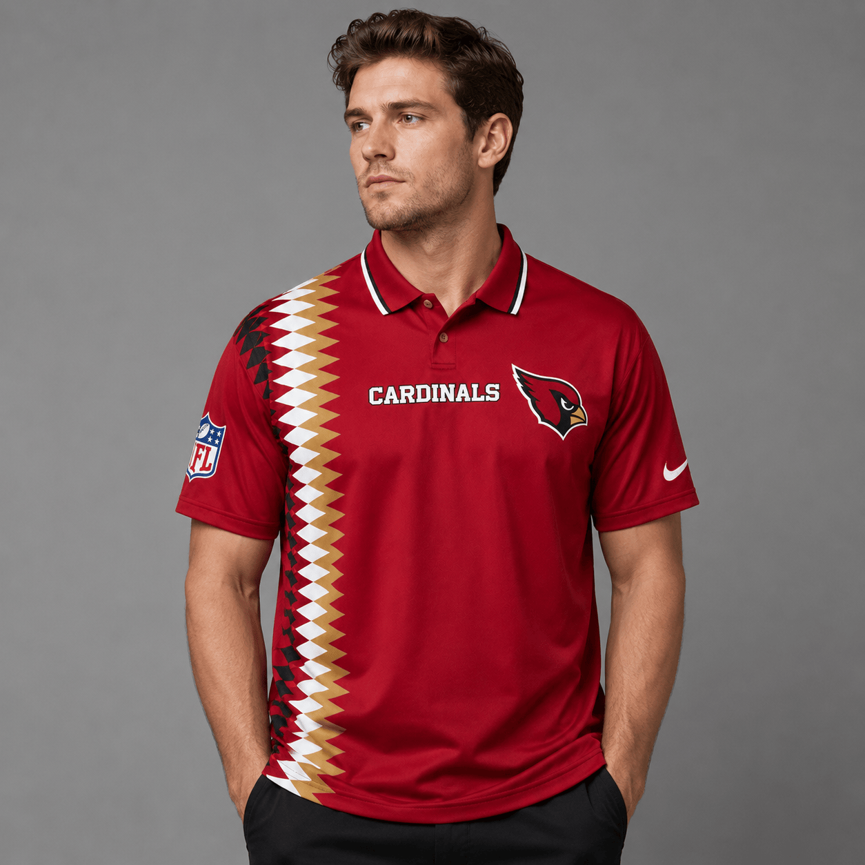 AC Premium NFL Men’s Sporty Zigzag Stripe Polo Shirt