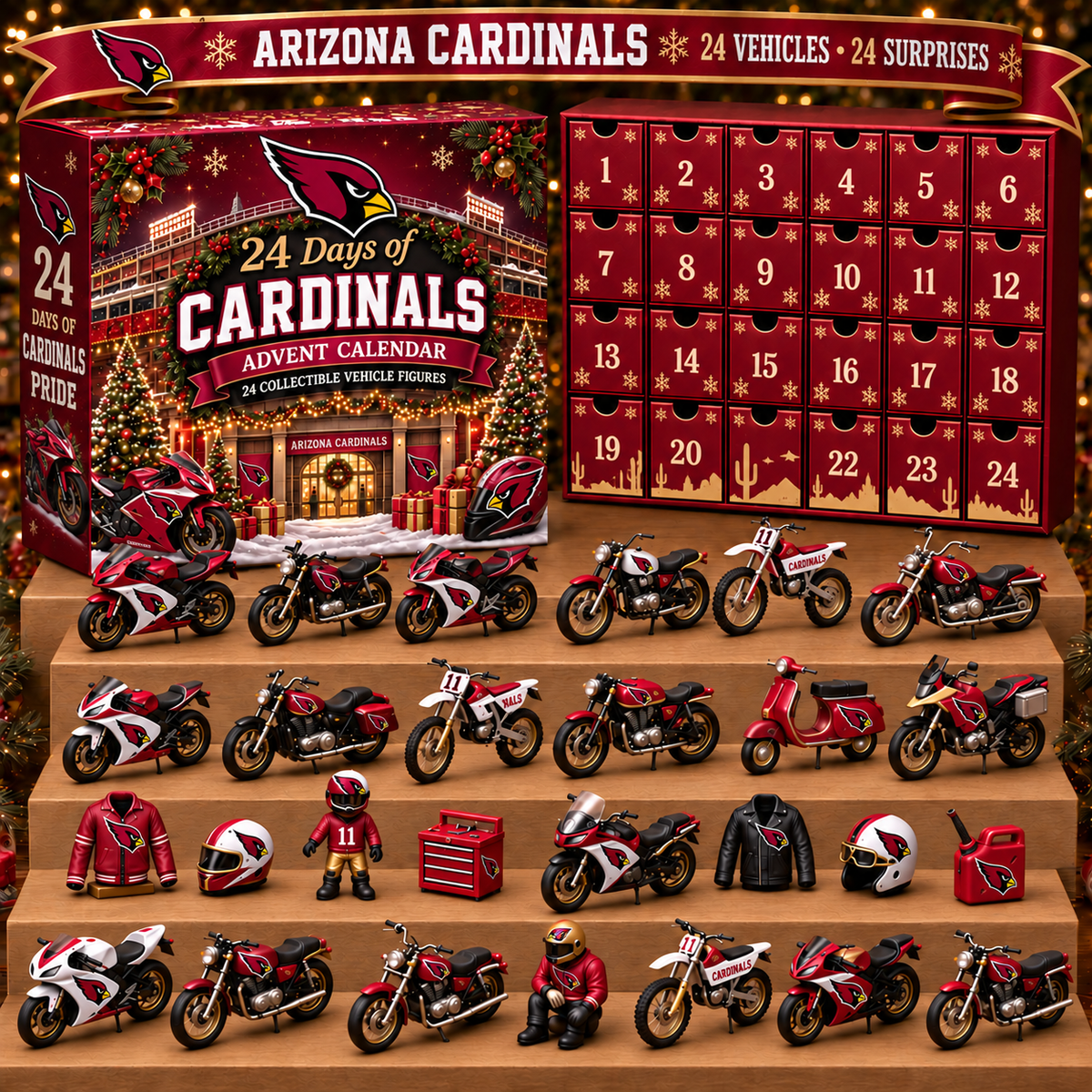 AC x NFL Personalized 24 Days Of Motorcycles Advent Calendar Blink Box