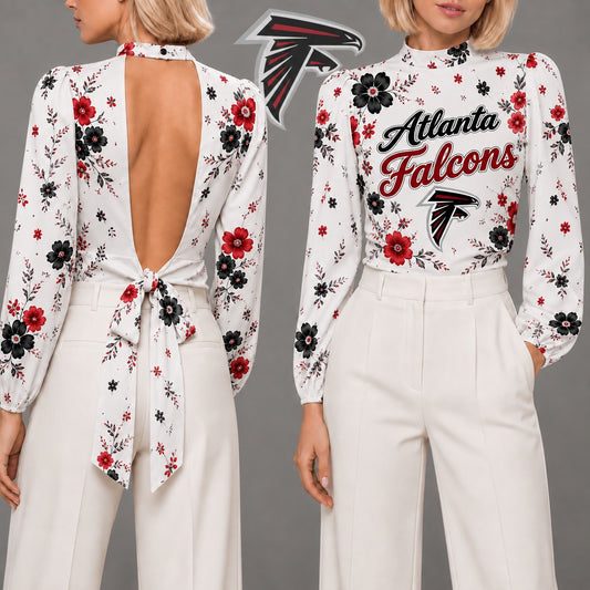 AF Premium NFL Floral Backless Long Sleeve Shirt