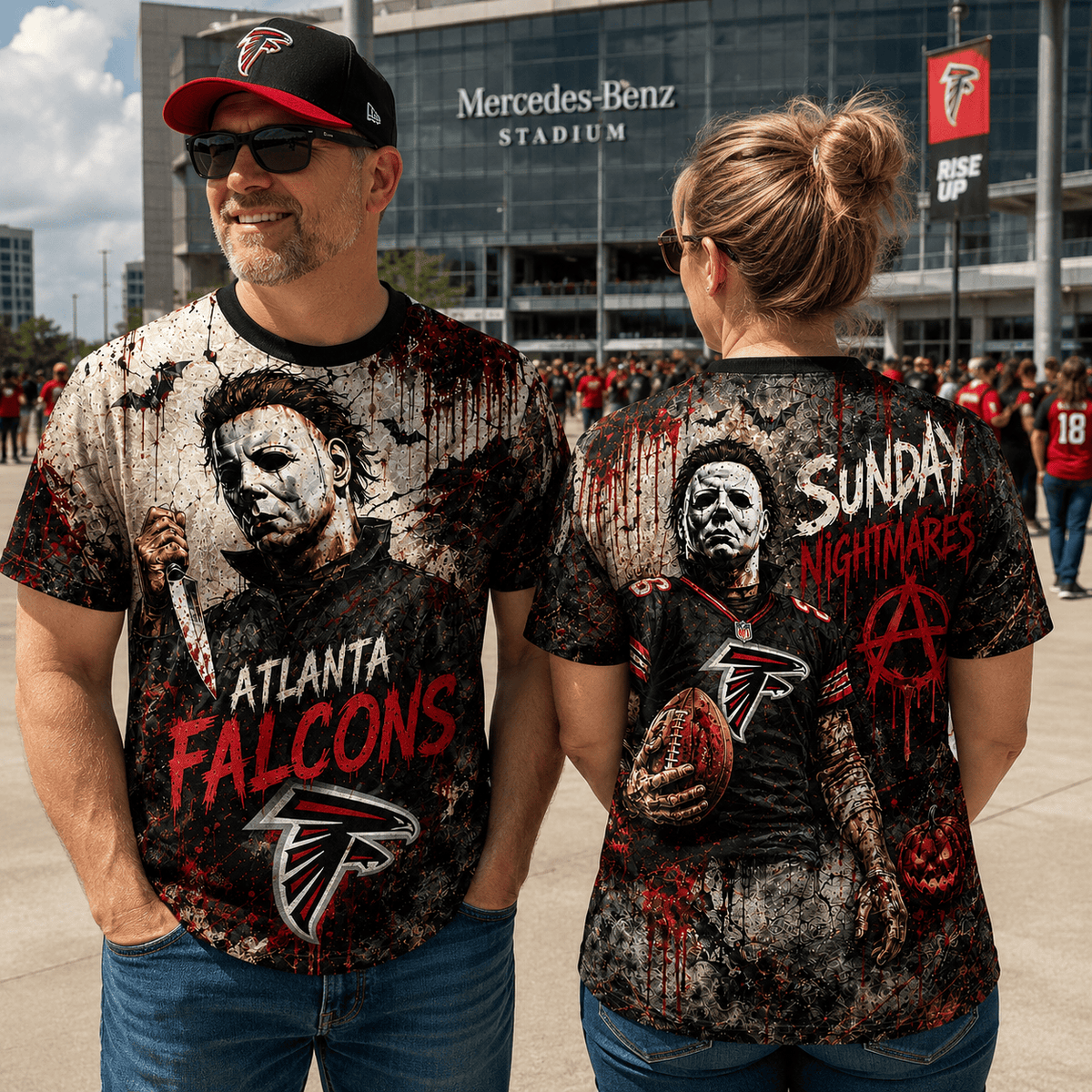 AF Premium NFL Michael Myers Sunday Nightmares 3D T-Shirt For Horror Football Fans