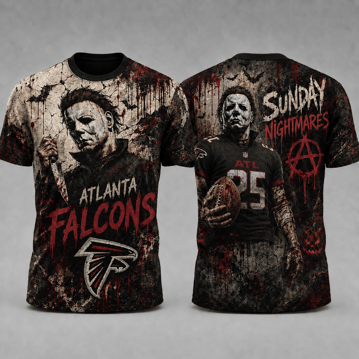 AF Premium NFL Michael Myers Sunday Nightmares 3D T-Shirt For Horror Football Fans