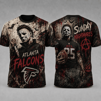 AF Premium NFL Michael Myers Sunday Nightmares 3D T-Shirt For Horror Football Fans