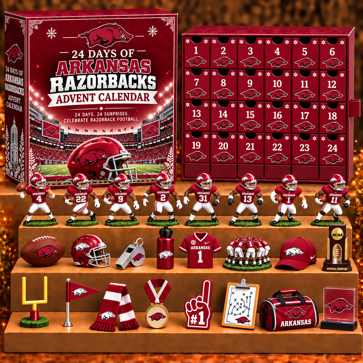 AR x NCAA Personalized 24 Days Of American Football Advent Calendar Blink Box