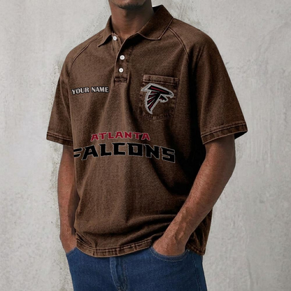 ATL x NFL Men's Distressed Turn-Down Collar Polo DATND TANTD 250526