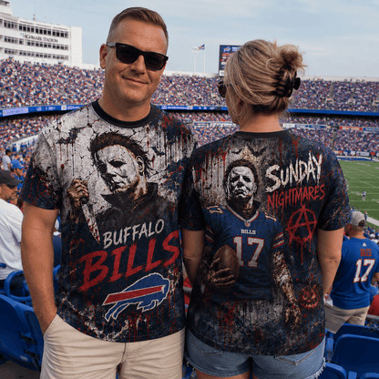 BB Premium NFL Michael Myers Sunday Nightmares 3D T-Shirt For Horror Football Fans