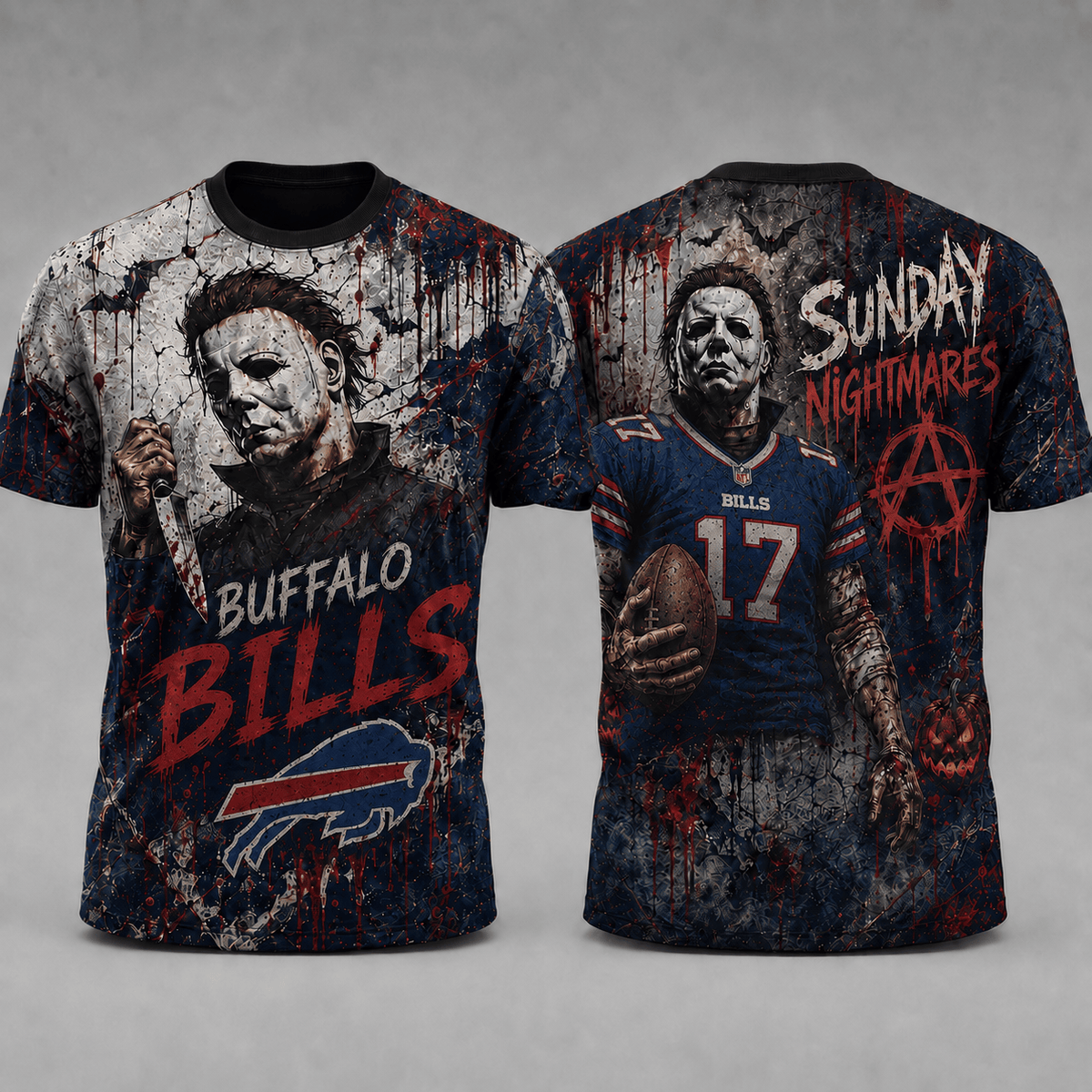 BB Premium NFL Michael Myers Sunday Nightmares 3D T-Shirt For Horror Football Fans