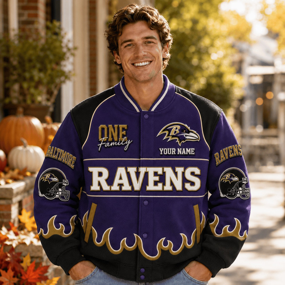 BR NFL Team Baseball Jacket Custom Any Name Gift For Fan