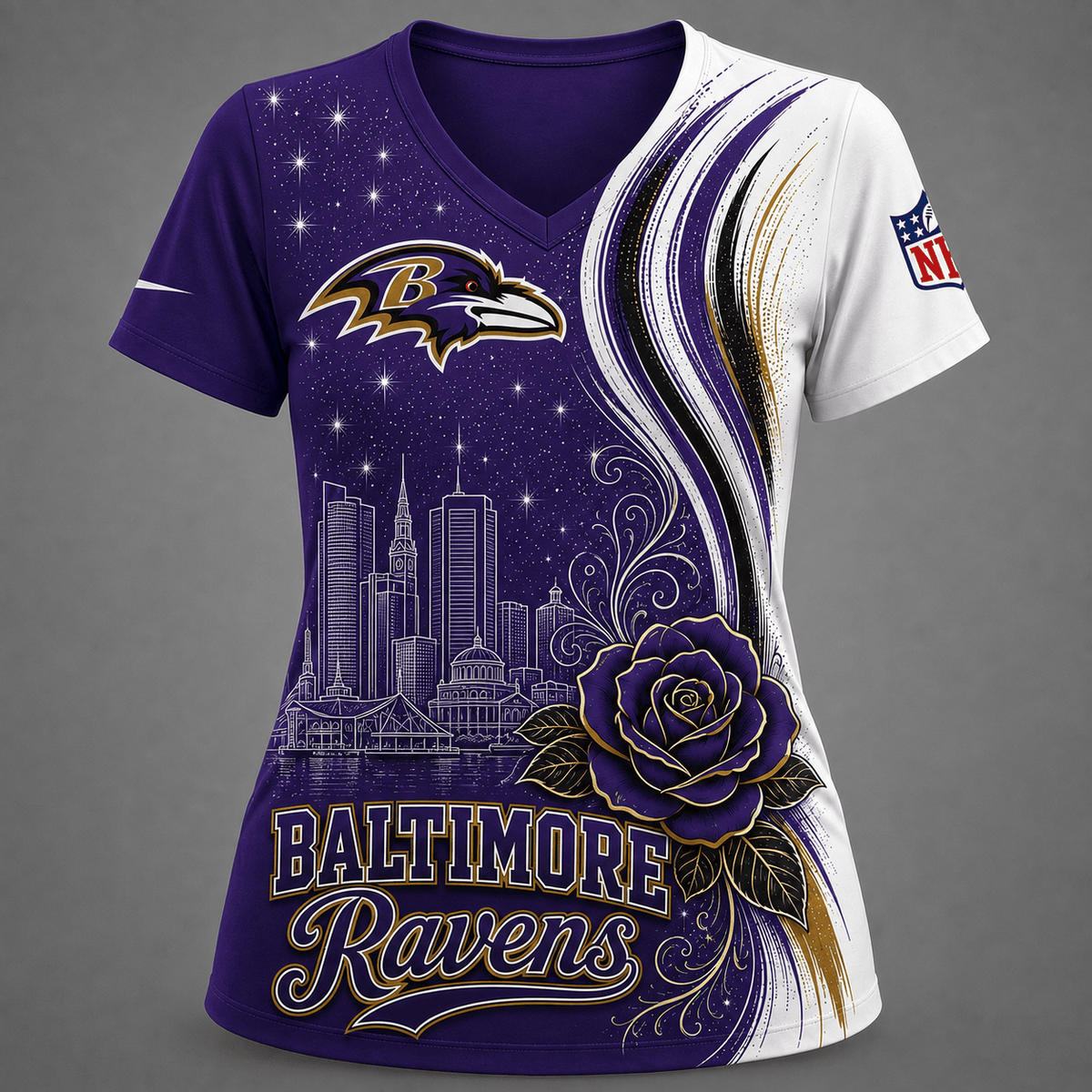 BR Premium NFL Floral Skyline V-neck