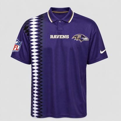 BR Premium NFL Men’s Sporty Zigzag Stripe Polo Shirt