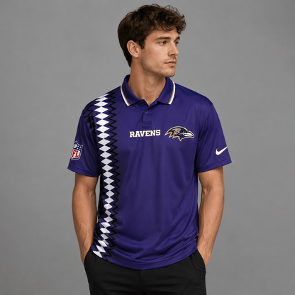 BR Premium NFL Men’s Sporty Zigzag Stripe Polo Shirt