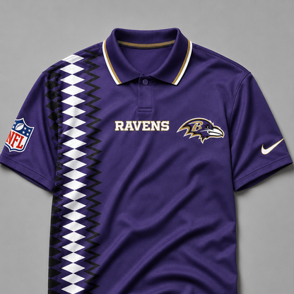 BR Premium NFL Men’s Sporty Zigzag Stripe Polo Shirt