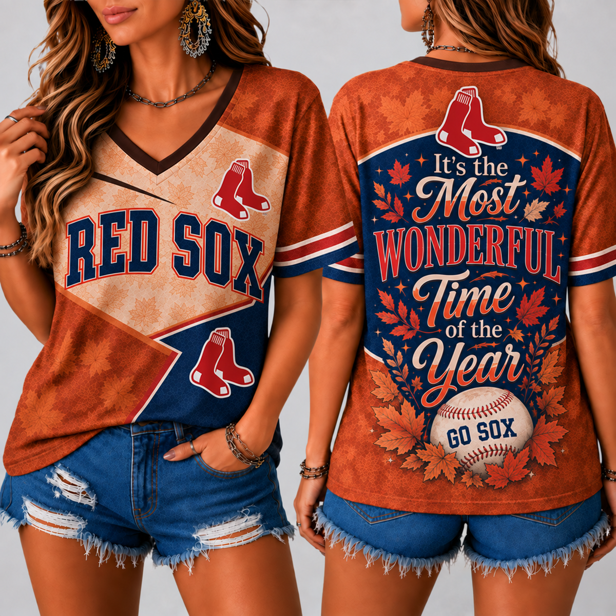 BRS Premium MLB Fall Game Day V-Neck Shirt