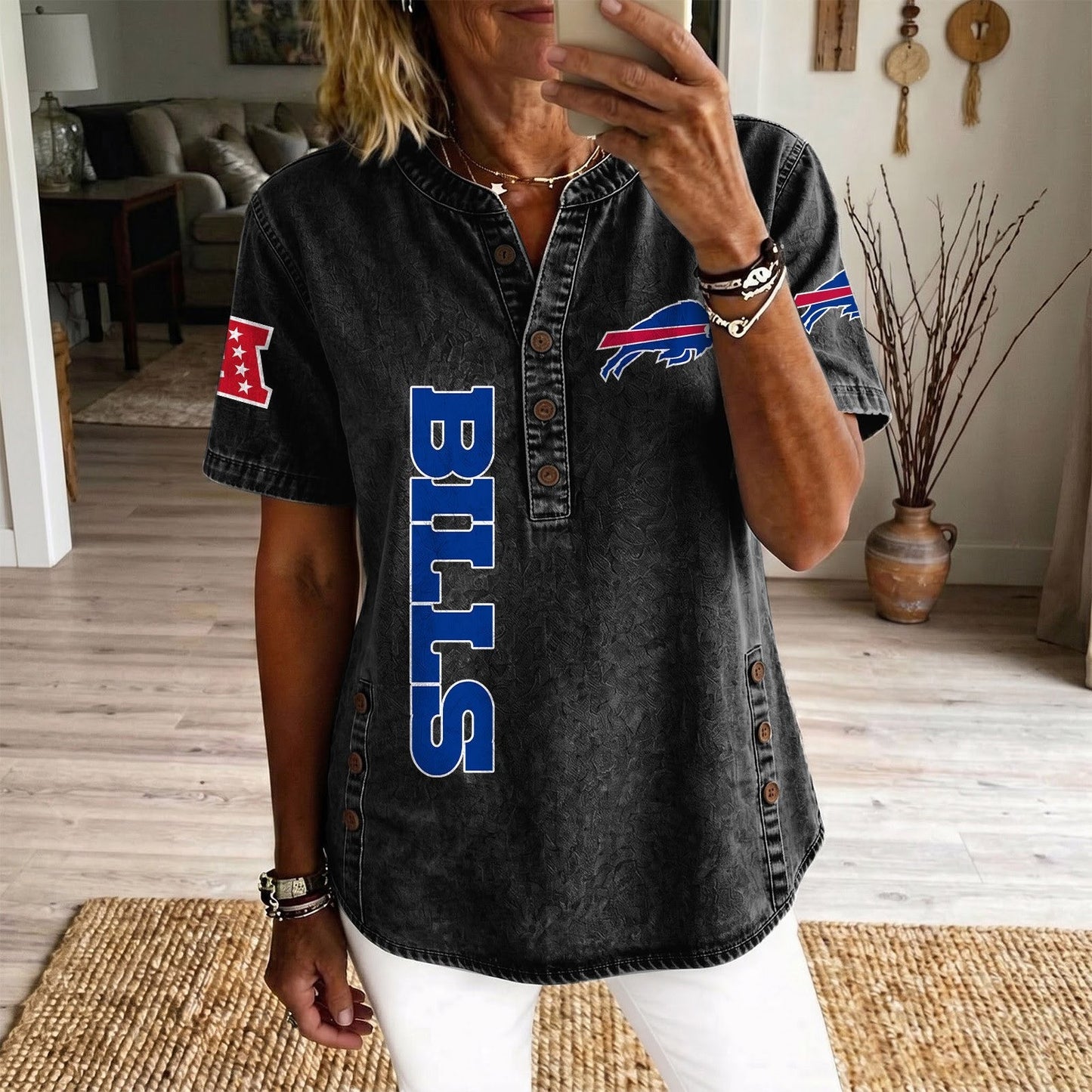 BUF x NFL Women’???s Denim Casual Tops DATND LBN 190526