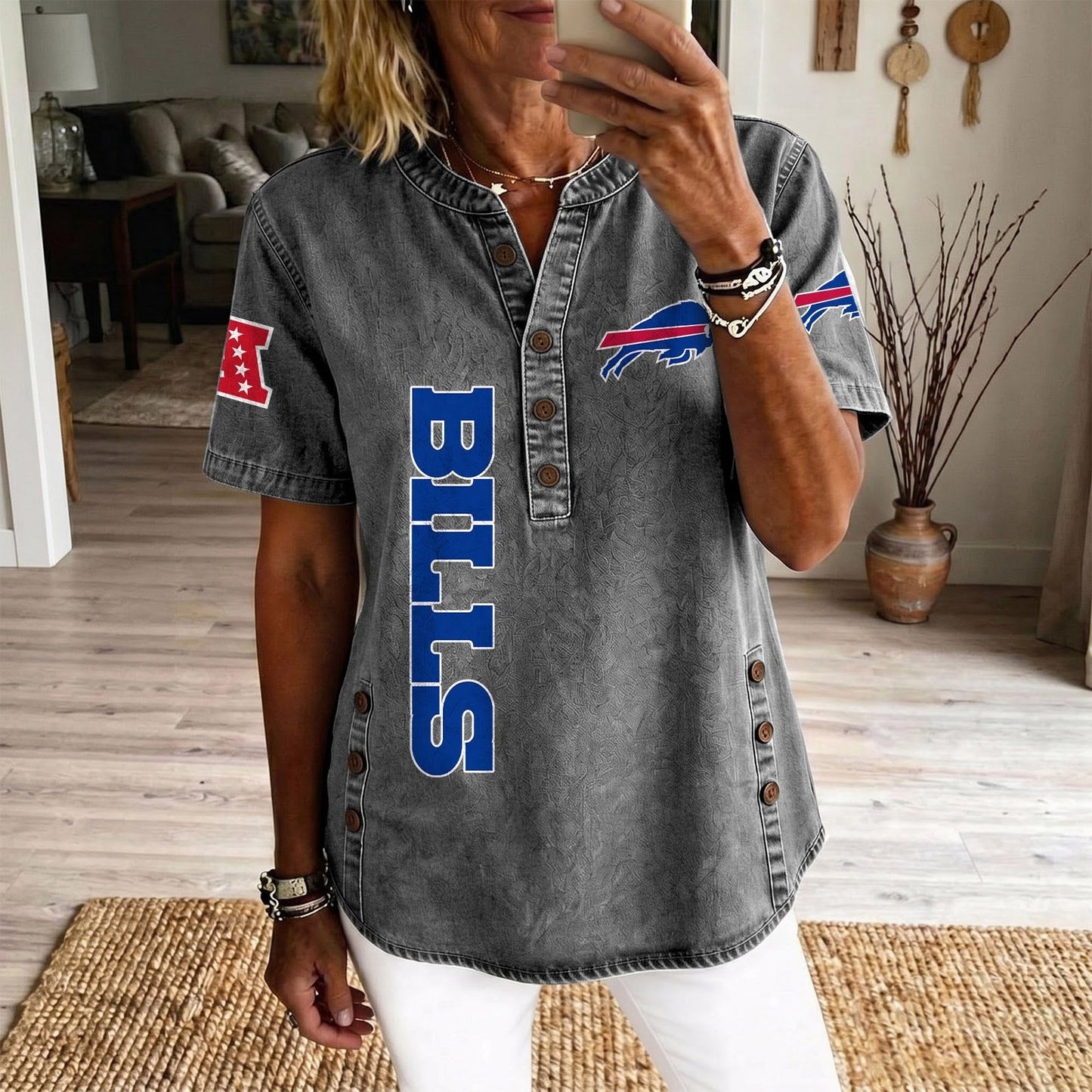 BUF x NFL Women’???s Denim Casual Tops DATND LBN 190526