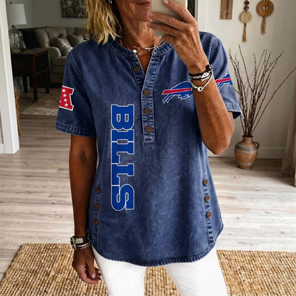 BUF x NFL Women’???s Denim Casual Tops DATND LBN 190526
